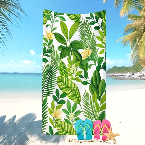 Serviette de Plage en Microfibre Imprimé Feuilles de Monstera Tropicales Serviette de Bain Surdimensionnée Séchage Rapide pour Vacances à la Mer Voyage Piscine Décoration de Salle de Bain