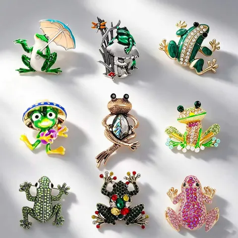 Broche de Príncipe Rana Lindo Moda Aleación Diamante de Imitación Esmalte Animal Pin Para Mujer Accesorios de Ropa Joyería Regalo