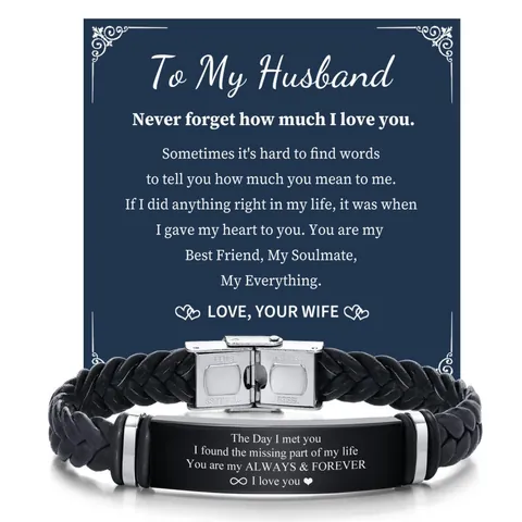 Bracelet en Similicuir Tressé Rétro Avec Barre Incurvée en Acier Inoxydable pour Homme Cadeau Bijoux Tressés Noir Brun