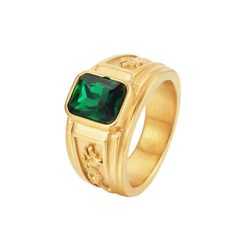Heren Retro Vierkante Legering Ring Met Draak Reliëf Snijwerk Goud Zilver Verguld Kleurrijke Strass Ingelegd Mode Sieraden Dagelijkse Ring