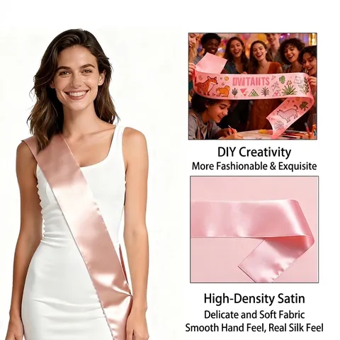 Écharpe en Satin Vierge DIY Pour Fête D'Anniversaire Remise Des Diplômes Couleur Unie Ruban Satin Polyester Accessoire Cérémonie