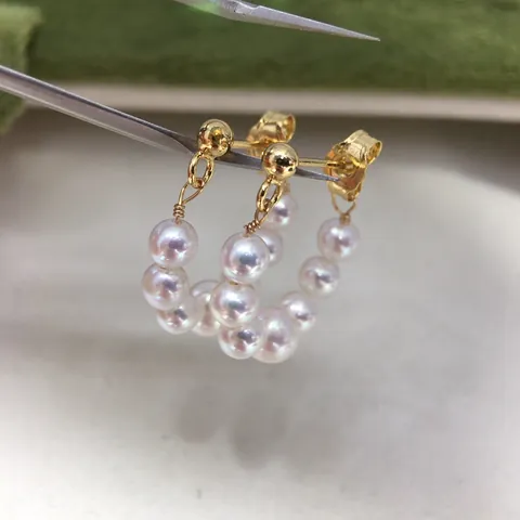 Boucles d'Oreilles Clous Grappe de Raisin en Perles d'Eau Douce Naturelles Pour Femmes Avec Tige en Argent Sterling 925 Bijoux en Cuivre Plaqué Or