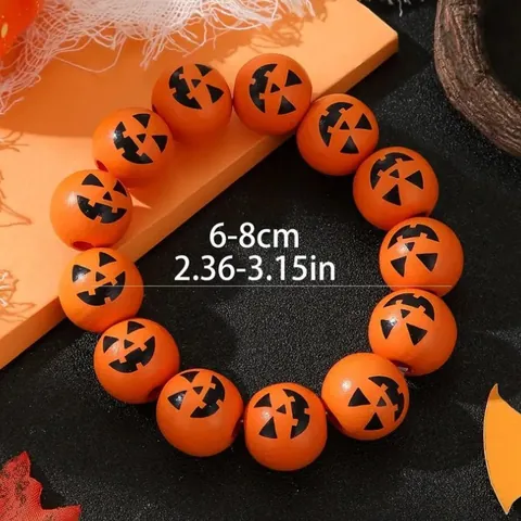 Braccialetto Di Perline Fatto A Mano Con Teschio Di Halloween E Zucca Braccialetto Personalizzato Hip-hop Da Donna Con Stampa Di Ragno