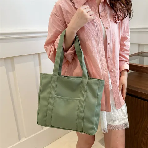 Damen Mittelgroße Canvas Einfarbige Basic Klassischer Stil Reißverschluss Tragetasche