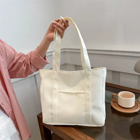 Damen Mittelgroße Canvas Einfarbige Basic Klassischer Stil Reißverschluss Tragetasche