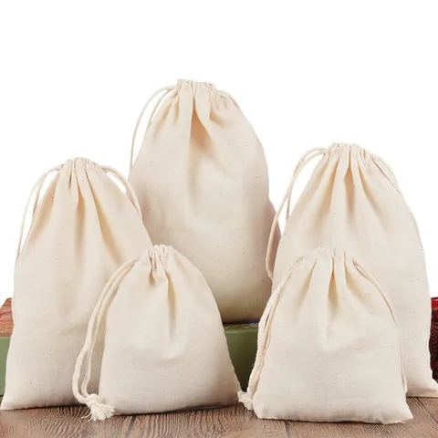 Verdickter Baumwolle Kordelzugbeutel Natürliche Ungebleichte Baumwolltasche Für Schmuck Geschenk Verpackung Mehrzweck Aufbewahrung