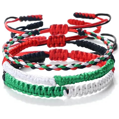 Nouveau Bracelet Rouge Vert Blanc Noir Noël Mignon Bracelet À Perles Perles Turquoise Corde Tissée À La Main En Stock