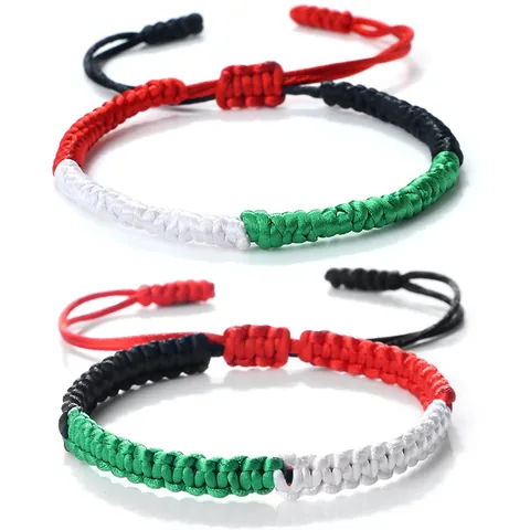 Nouveau Bracelet Rouge Vert Blanc Noir Noël Mignon Bracelet À Perles Perles Turquoise Corde Tissée À La Main En Stock