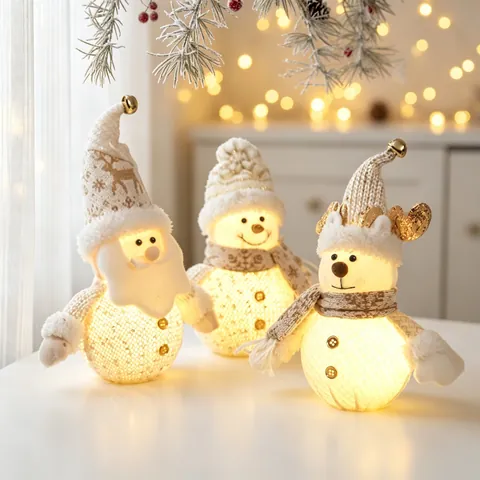 Kerst LED Lichtgevende Pluche Kerstman Sneeuwpop Rendier Gebreide Bureau Decoratie Warm Licht Feestdagen Cadeau
