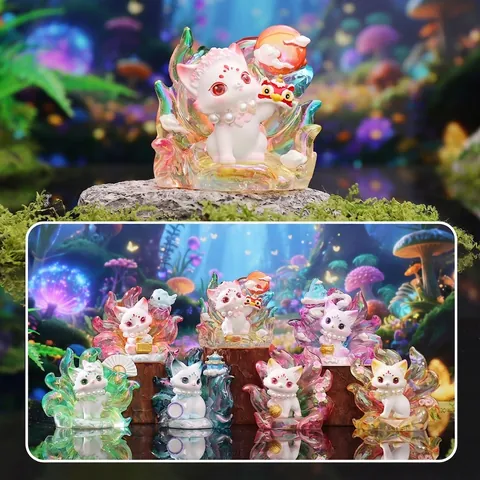 Flocked Resin Blind Box Figurine Cute Animal Panda Bear Capybara Desktop Decoration Ornament Miniature Collectible Gift