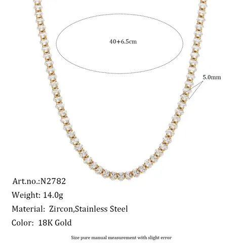 Roestvrij Staal Zirconia Tennis Halsketting Armband Set Voor Dames 18K Verguld Ovaal Marquise Slijpvorm CZ Mode Sieraden Accessoire