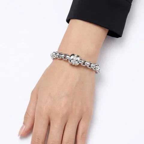 Bracelet Chaîne Vénitienne Acier Inoxydable Plaqué Or 18K Avec Perles Zircon Bijou Géométrique Pour Femmes