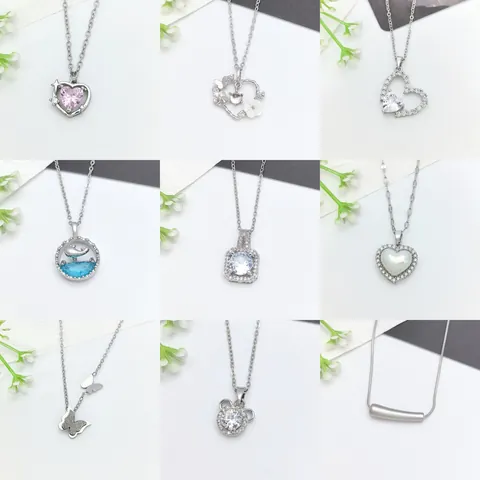 Collana In Acciaio Inossidabile Con Ciondolo In Rame E Intarsio Di Zirconi Gioielli Raffinati Eleganti Per Donna