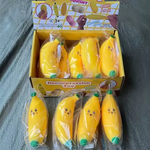 Juguete Squishy de Plátano de TPR Suave Plátano de Expresión Simulado Alivio del Estrés Juguete para Apretar para Adultos Niños Regalo de Broma