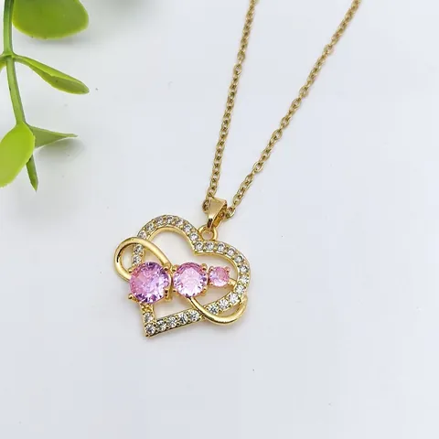Collana con Ciondolo a Cuore in Rame e Zirconia di Lusso alla Moda Catena a Clavicola con Chiusura Intrecciata a Infinito per Gioielli da Donna Quotidiani