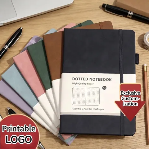 A5 Hardcover PU-Leder Notizbuch Mit Gummiband Stiftschlaufe Dickes Papier Punktiert Liniert Gitter Blanko Büro Schule Planer