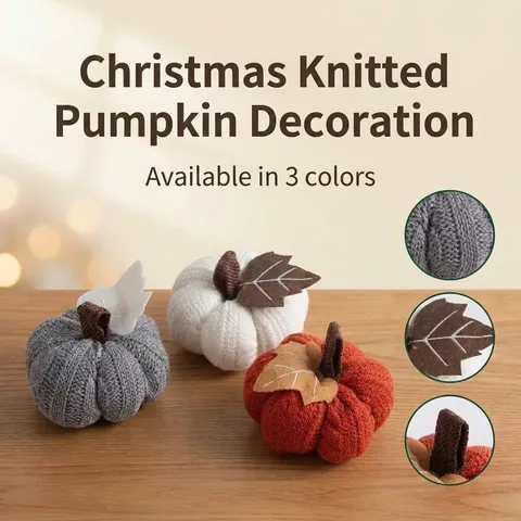Knitted Pumpkin Ornaments Harvest Festival Decor Handmade Polyester Fabric Table Desktop For Thanksgiving Autumn Home Party