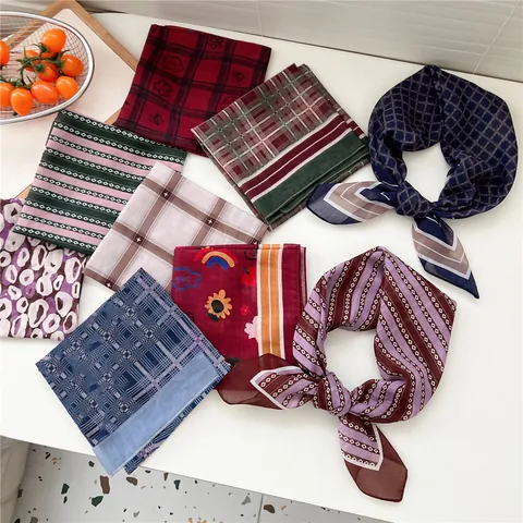 Pañuelo Cuadrado Vintage Con Estampado Geométrico Para Mujer Bandana Elegante De Satén Sintética Oficina Viaje