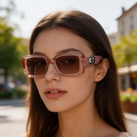 Fashion Square Sunglasses Women Retro PC Frame UV Protection Clover Metal Decor Trendy Outdoor Eyewear Elegant Shades