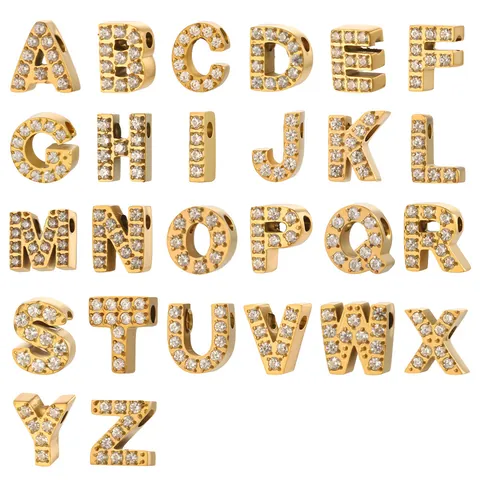 Pendentifs Coeur Lettre Initiale A-Z En Acier Inoxydable Micro Pave Zircone Accessoires De Bijoux DIY
