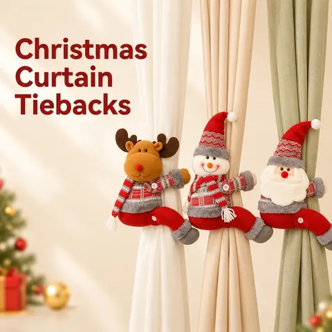 Christmas Curtain Tieback Santa Snowman Elk Knitted Plush Doll Hugging Buckle Home Window Decor Holiday Accessory