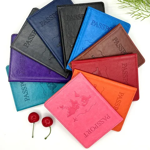 Urban Minimalist PU Leather Travel Passport Holder And Luggage Tag Set With World Map Embossing Airplane Pattern For Men Women