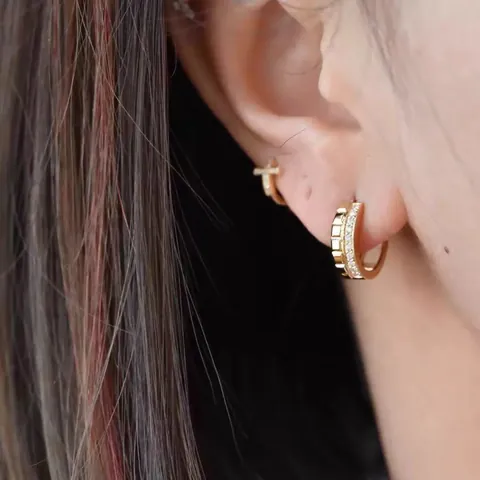 Nuevos Pendientes de Aro Cuadrados con Strass para Mujer Chapados en Oro Geométricos Cubo Huggie Pendientes Joyería de Moda de Lujo