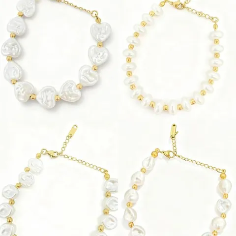 Süßwasserperle Armband Barock Unregelmäßige Perle Mit Gold Edelstahl Perlen Verstellbares Armband Für Damen Eleganter Schmuck Geschenk