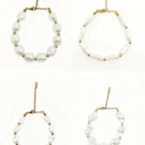 Süßwasserperle Armband Barock Unregelmäßige Perle Mit Gold Edelstahl Perlen Verstellbares Armband Für Damen Eleganter Schmuck Geschenk