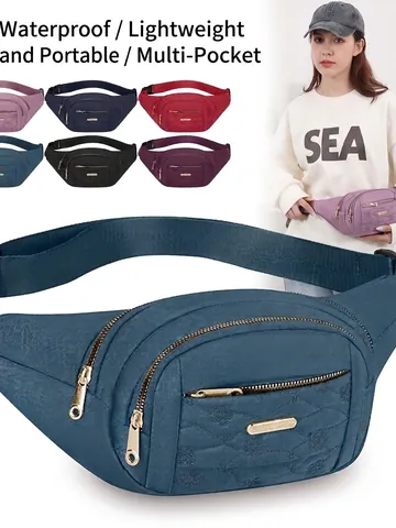 Damen Mode Mehrschichtige Gürteltasche Große Kapazität Wasserdicht Oxford Tuch Brusttasche Für Reise Alltag