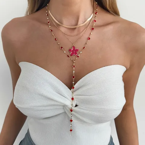 Blaue Naturstein Titanstahl Halskette Zubehör Frauen Edelstahl Schmuck Nische