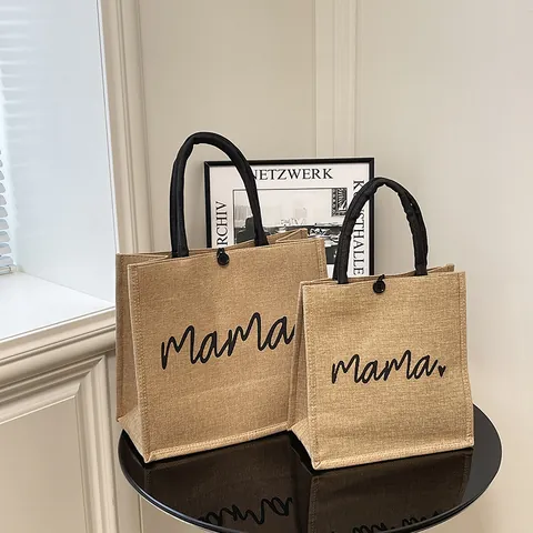 Borsa A Mano Unisex In Lino Per Tutte Le Stagioni Con Lettere Streetwear E Chiusura A Strappo Quadrata