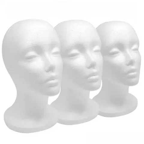 Testa di Manichino in Schiuma Bianca per Esposizione di Parrucche Supporto per Cappelli Manichino in Polistirolo per Adulti Strumenti Professionali per Acconciature