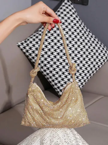 Handgefertigte Strass Abendtasche Funkelnde Knoten Clutch Für Bankett Party Hochzeit Glamouröse Handheld Banketttasche Damen