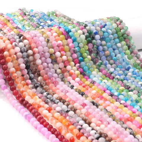 Natürliche Persische Jade Candy Farbe Runde Lose Steinperlen Für DIY Schmuckherstellung Poliert Glatt Gebohrt Steinperlen Für Armband Halskette Zubehör