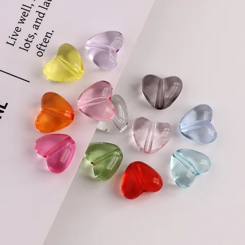 Transparente Acryl Herzform Perlen Für Schmuckherstellung DIY Handy Kette Armband Halskette Mehrfarbige Imitation Glas Perlen