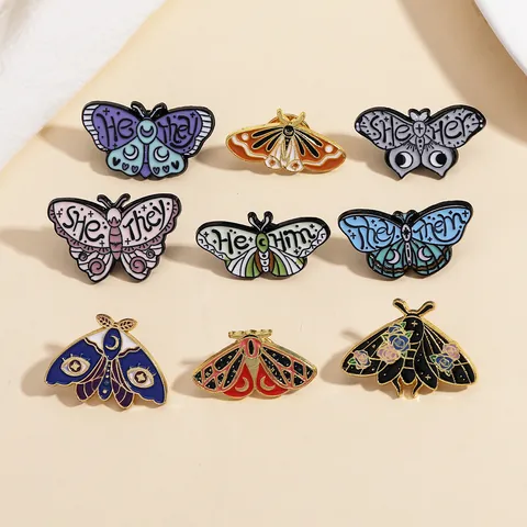 Vintage Bosstijl Vlinder Mot Emaille Broche Pin Legering Metaal Revers Voornaamwoorden Badge Voor Kleding Tas Decoratie