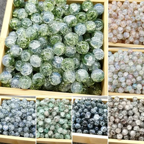 Chinese stijl gekraakte lampwork glazen kralen goudstof look ronde losse kralen voor DIY sieraden maken