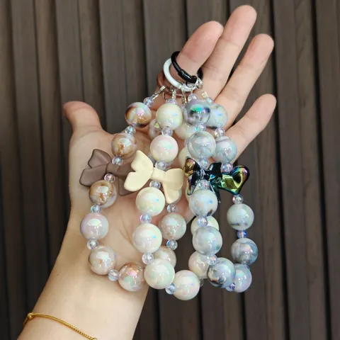 Cute Sweet Heart Shape Bow Knot Arylic Keychain