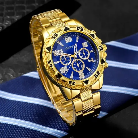 Herren Business Quarzuhr Zinklegierung Metall Stahlband Dekoratives Drei-Augen-Zifferblatt Mode Casual Analog Armbanduhr