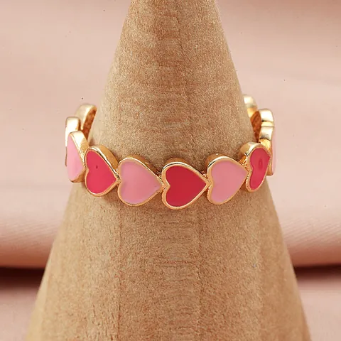 Anello a Cuore in Smalto di Rame per Donna Tendenza Individuale Multicolore Contrasto Aperto Regolabile Anello d'Oro Gioielli Regalo