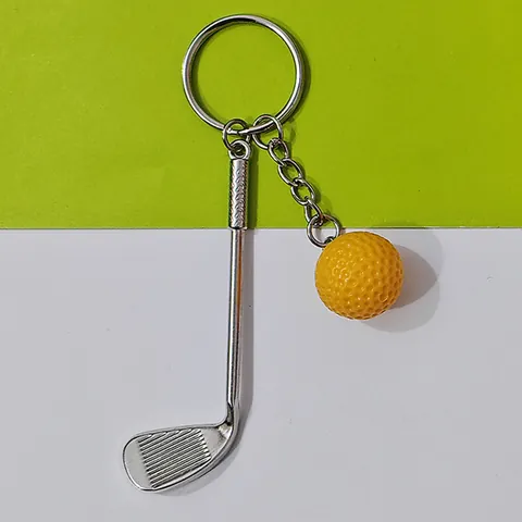Creative Mini Golf Club And Ball Metal Keychain Sports Theme Keyring Accessory Gift
