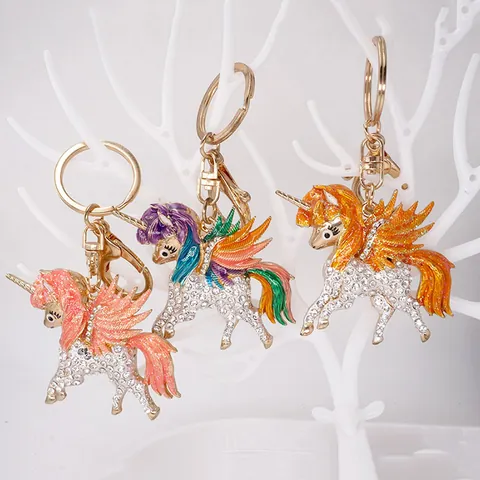 Exquisiter Legierung Einhorn Schlüsselanhänger Mit Emaille Flügeln Süßer Tier Taschenanhänger Auto Schlüsselring Für Damen Mädchen Geschenk