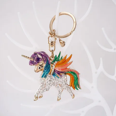 Exquisiter Legierung Einhorn Schlüsselanhänger Mit Emaille Flügeln Süßer Tier Taschenanhänger Auto Schlüsselring Für Damen Mädchen Geschenk