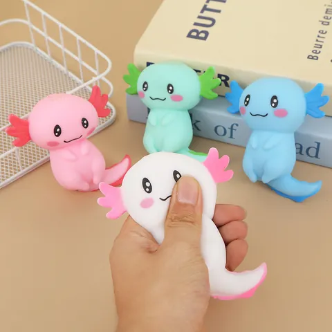 Jouet Squishy Axolotl Macaron Paillettes Scintillantes Rebond Lent Soulagement du Stress Jouet Animal Mignon Axolotl Décoration Bureau Cadeau