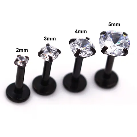 316L Roestvrij Staal Ronde Strass Interne Schroefdraad Lip Piercing Oorkraakbeen Stud Body Piercing Sieraden