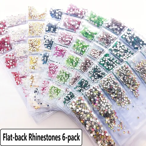 Strass en Verre à Dos Plat pour Décoration de Nail Art DIY Tailles Mixtes Ronds Brillants Accessoires de Cristal