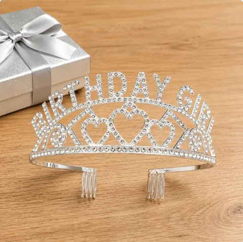 Birthday Girl Rhinestone Tiara Alloy Heart Letter Crown Hair Comb Fashion Party Hair Accessories For Women Girls