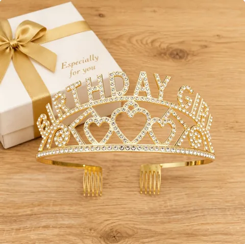Birthday Girl Rhinestone Tiara Alloy Heart Letter Crown Hair Comb Fashion Party Hair Accessories For Women Girls