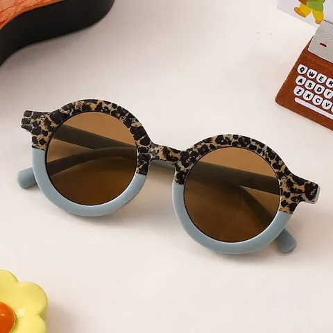 Kids Retro Round Leopard Print Sunglasses For Boys Girls UV400 Protection PC Frame Fashion Cute Outdoor Eyewear